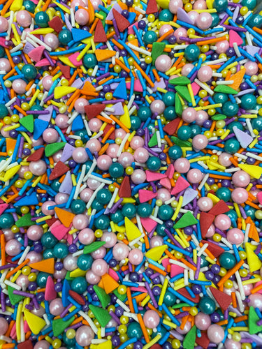 80's Retro sprinkles blend | Colourful jmmies, quins, nonpareils, sugar pearls | perfect for bakers that decorate cakes, cupcakes, or any sweet treat